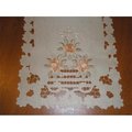 Tapestry Trading Tapestry Trading SY07007-1454 14 x 54 in. Embroidered Peach Rose And Lacy Cutwork Table Runner; Ivory SY07007/1454